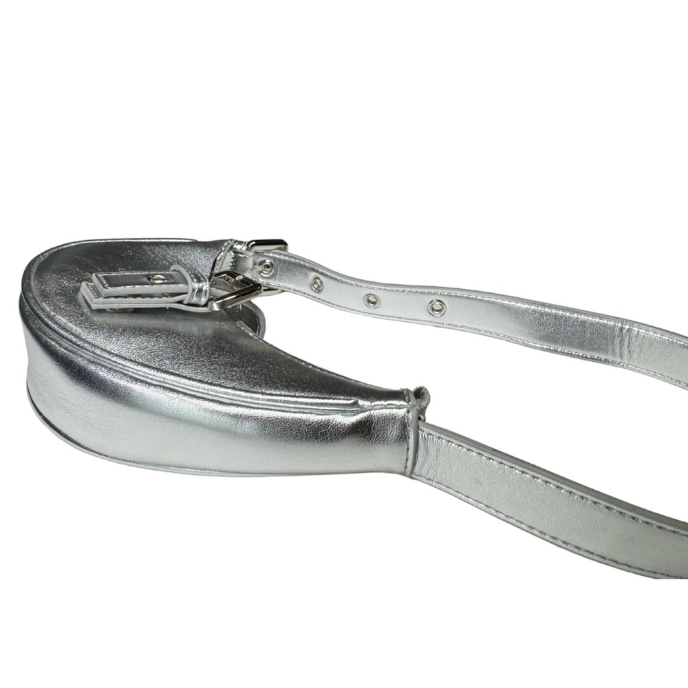 Forever 21 Shiny Silver metallic mini micro Shoulder Bag adjustable Y2K buckle - Picture 4 of 11